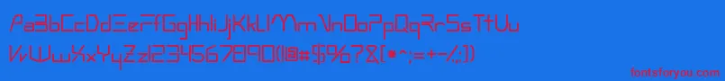 フォントTechnossk – 赤い文字の青い背景