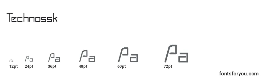 Technossk Font Sizes
