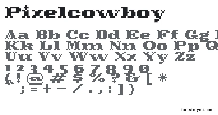 Шрифт Pixelcowboy – алфавит, цифры, специальные символы