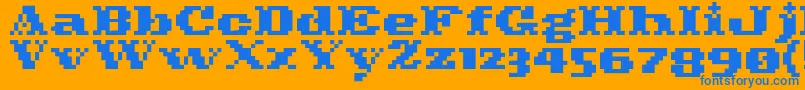 Pixelcowboy Font – Blue Fonts on Orange Background