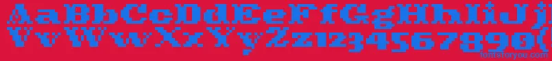 フォントPixelcowboy – 赤い背景に青い文字