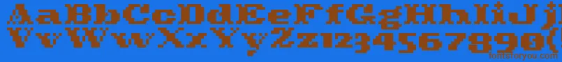 Saiba mais sobre a fonte Pixelcowboy Fonte Pixelcowboy – fontes marrons em um fundo azul