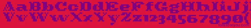 Pixelcowboy-Schriftart – Violette Schriften auf rotem Hintergrund