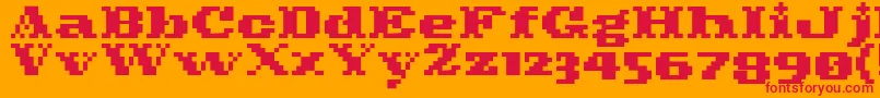 フォントPixelcowboy – オレンジの背景に赤い文字