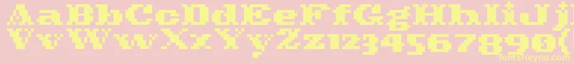 Fonte Pixelcowboy – fontes amarelas em um fundo rosa