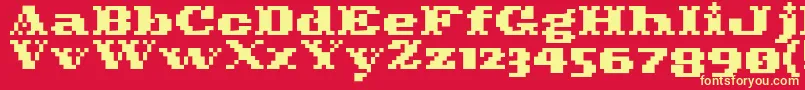 Czcionka Pixelcowboy – żółte czcionki na czerwonym tle
