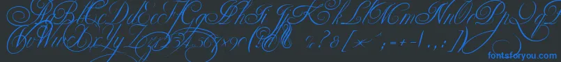 EkaterinaVelikayaTwo-fontti – siniset fontit mustalla taustalla