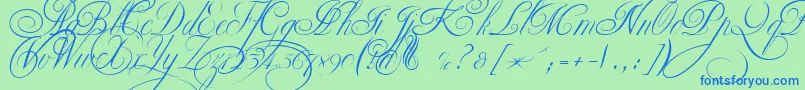 EkaterinaVelikayaTwo-Schriftart – Blaue Schriften auf grünem Hintergrund