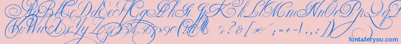 EkaterinaVelikayaTwo-Schriftart – Blaue Schriften auf rosa Hintergrund