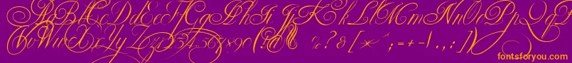 EkaterinaVelikayaTwo-Schriftart – Orangefarbene Schriften auf violettem Hintergrund