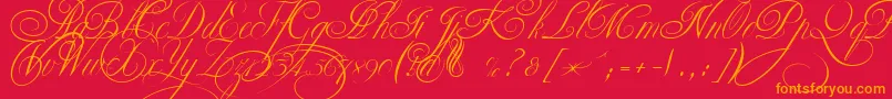 EkaterinaVelikayaTwo Font – Orange Fonts on Red Background