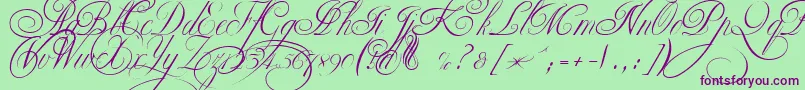 EkaterinaVelikayaTwo Font – Purple Fonts on Green Background