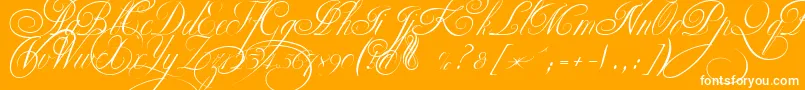 EkaterinaVelikayaTwo-Schriftart – Weiße Schriften auf orangefarbenem Hintergrund