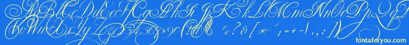 EkaterinaVelikayaTwo Font – Yellow Fonts on Blue Background