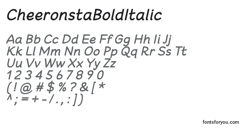 CheeronstaBoldItalic-fontti – aakkoset, numerot, erikoismerkit