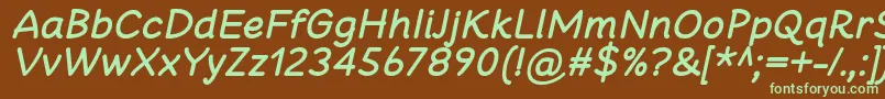 フォントCheeronstaBoldItalic – 緑色の文字が茶色の背景にあります。