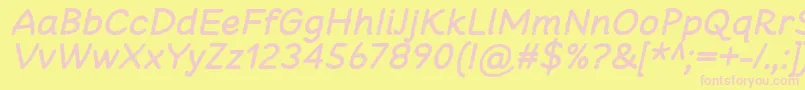 CheeronstaBoldItalic-fontti – vaaleanpunaiset fontit keltaisella taustalla