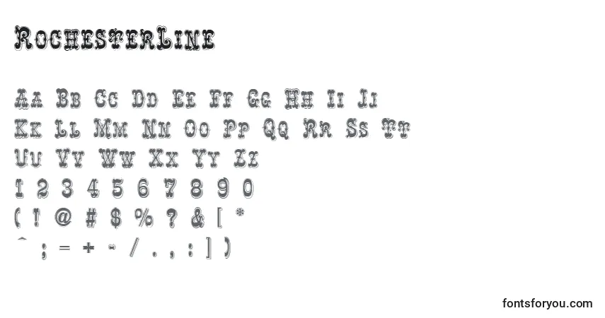 Fuente RochesterLine - alfabeto, números, caracteres especiales