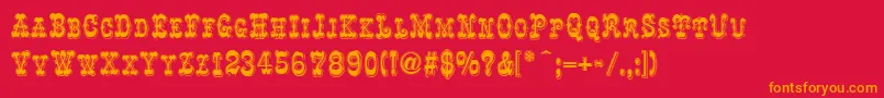 RochesterLine-Schriftart – Orangefarbene Schriften auf rotem Hintergrund