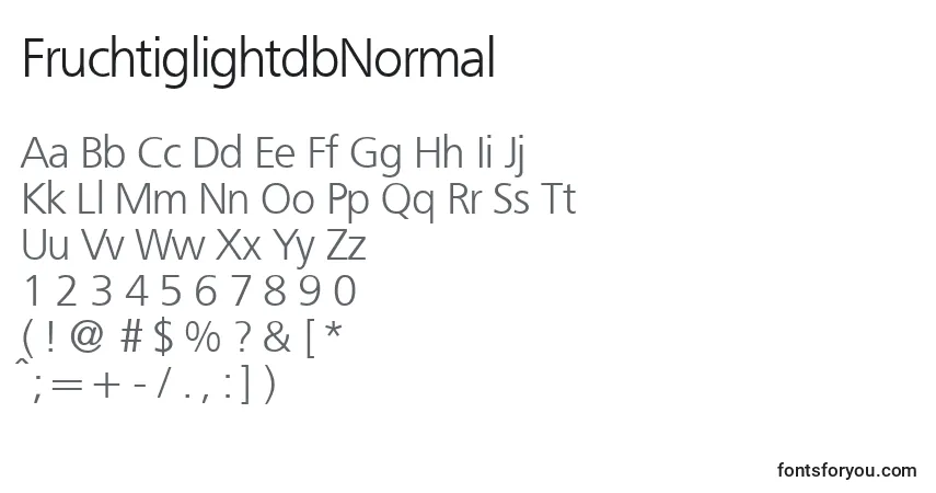 A fonte FruchtiglightdbNormal – alfabeto, números, caracteres especiais