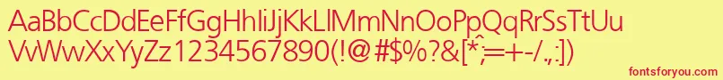 FruchtiglightdbNormal Font – Red Fonts on Yellow Background