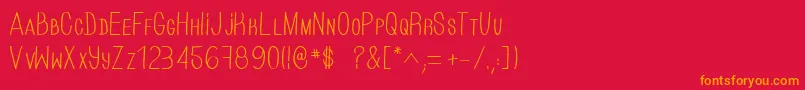 フォントHandOfCre – 赤い背景にオレンジの文字