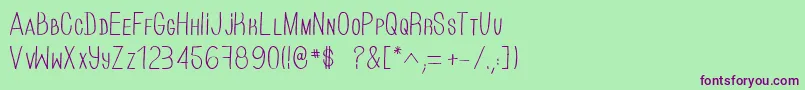 HandOfCre Font – Purple Fonts on Green Background