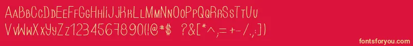 フォントHandOfCre – 黄色の文字、赤い背景