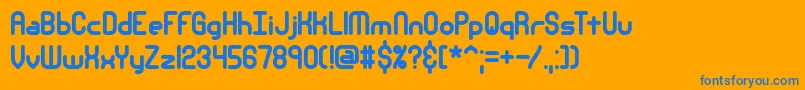 NanosecondThickBrk-Schriftart – Blaue Schriften auf orangefarbenem Hintergrund