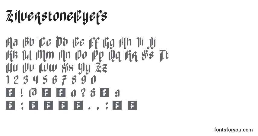 Schriftart ZilverstoneEyefs – Alphabet, Zahlen, spezielle Symbole