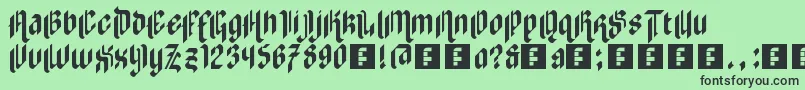 ZilverstoneEyefs-fontti – mustat fontit vihreällä taustalla