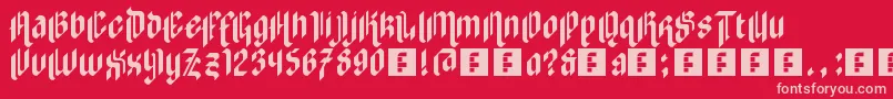 ZilverstoneEyefs-fontti – vaaleanpunaiset fontit punaisella taustalla