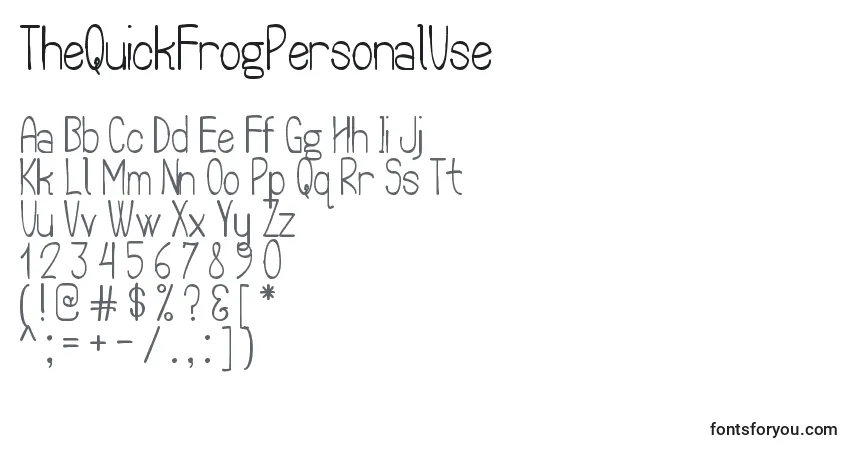 TheQuickFrogPersonalUse Font – alphabet, numbers, special characters