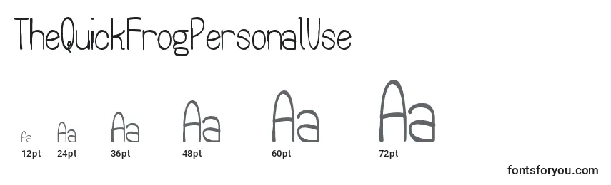 TheQuickFrogPersonalUse Font Sizes