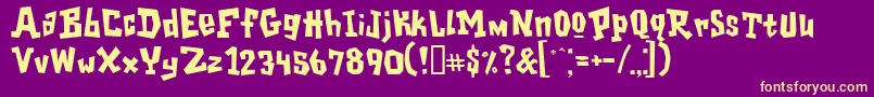 Weitere Informationen zur Garageshock-Schriftart Garageshock-Schriftart – Gelbe Schriften auf violettem Hintergrund