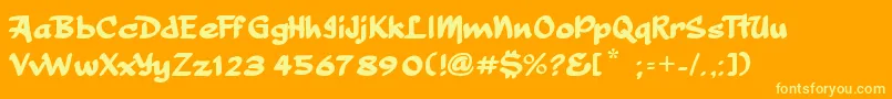 Thumbelina Font – Yellow Fonts on Orange Background