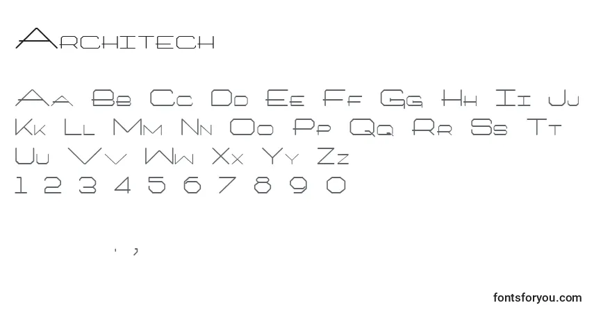 Fuente Architech - alfabeto, números, caracteres especiales
