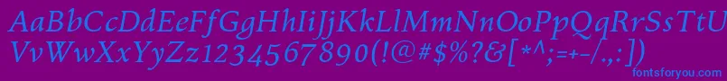 KelvinchItalic Font – Blue Fonts on Purple Background