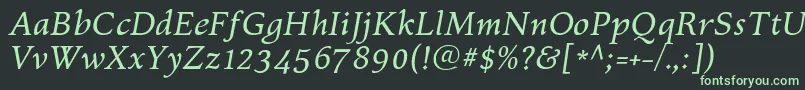 Czcionka KelvinchItalic – zielone czcionki na czarnym tle