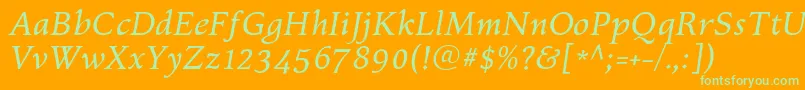 KelvinchItalic Font – Green Fonts on Orange Background