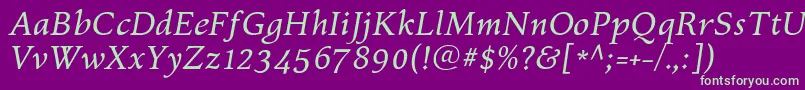 fuente KelvinchItalic – Fuentes Verdes Sobre Fondo Morado