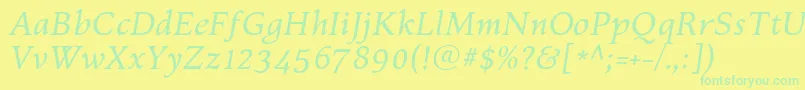 KelvinchItalic Font – Green Fonts on Yellow Background