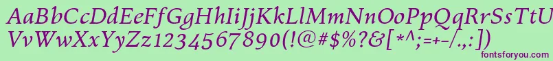KelvinchItalic Font – Purple Fonts on Green Background