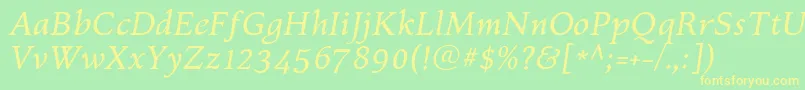 KelvinchItalic Font – Yellow Fonts on Green Background