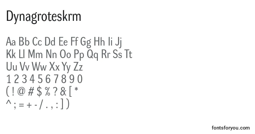 Шрифт Dynagroteskrm – алфавит, цифры, специальные символы