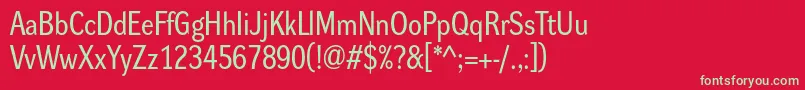 フォントDynagroteskrm – 赤い背景に緑の文字