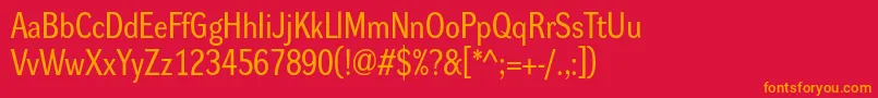 Dynagroteskrm Font – Orange Fonts on Red Background