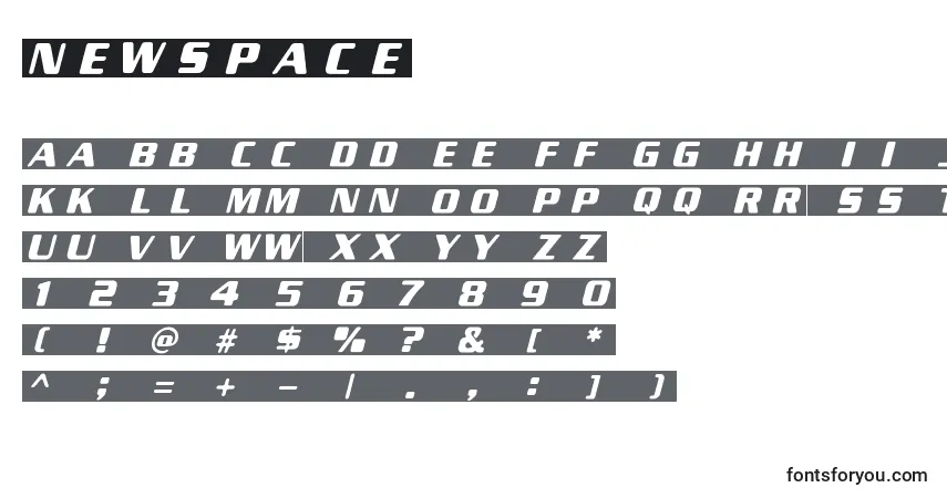 A fonte NewSpace – alfabeto, números, caracteres especiais