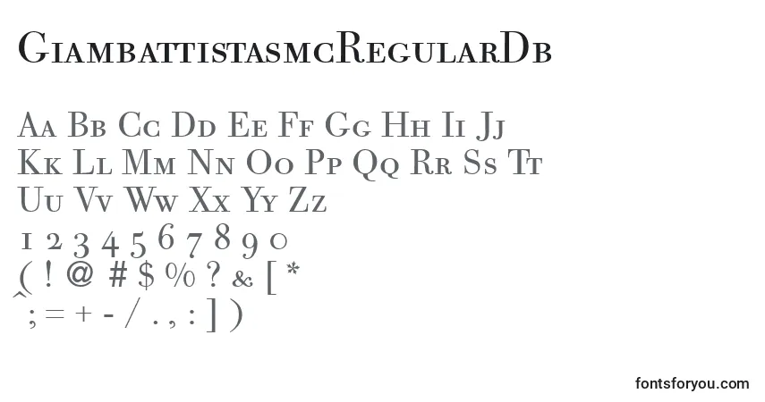Schriftart GiambattistasmcRegularDb – Alphabet, Zahlen, spezielle Symbole
