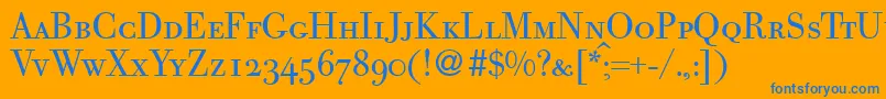 GiambattistasmcRegularDb-Schriftart – Blaue Schriften auf orangefarbenem Hintergrund